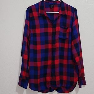 Lucky Brand Plaid Flannel Button Up sz Lg